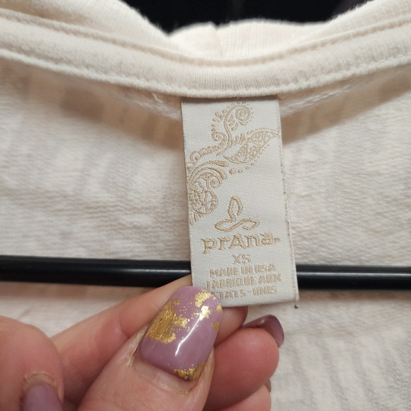 PRANA Graceful Open Front Hooded Lightweight Cardigan Cream XS - Picture 2 of 5